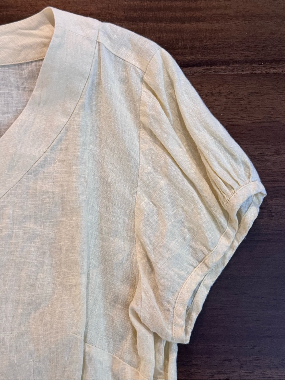 LOFT Pale Yellow Tie-Neck Short Sleeve Blouse - Picture 5 of 9